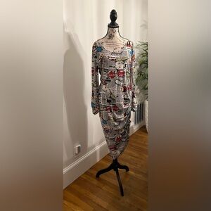 Asymmetrical Dress, multi color, print
